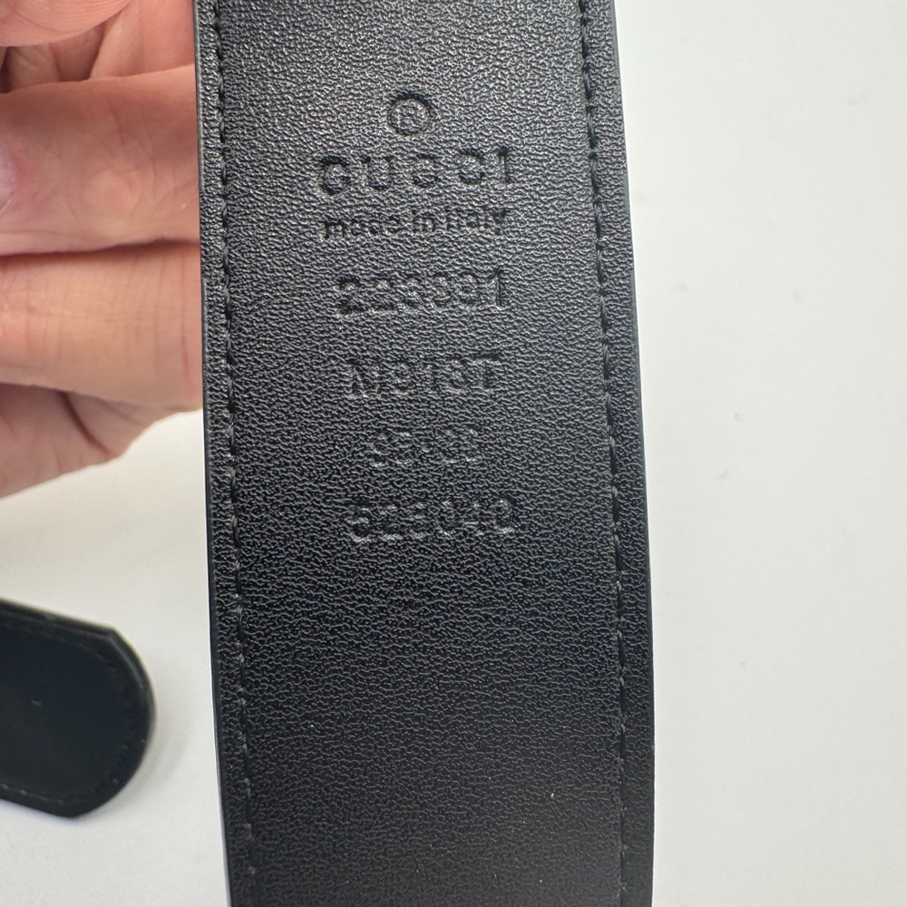 GUCCI Marmont Double G Belt Black Leather Antique Gold Buckle Authentic - Picture 3 of 6